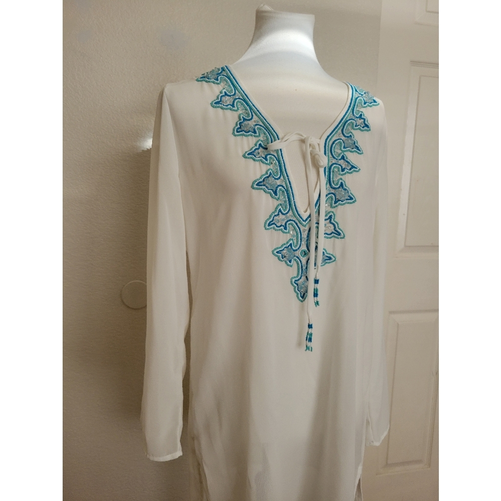 Womens Antonio Melani size small tunic beaded and sheer cover up